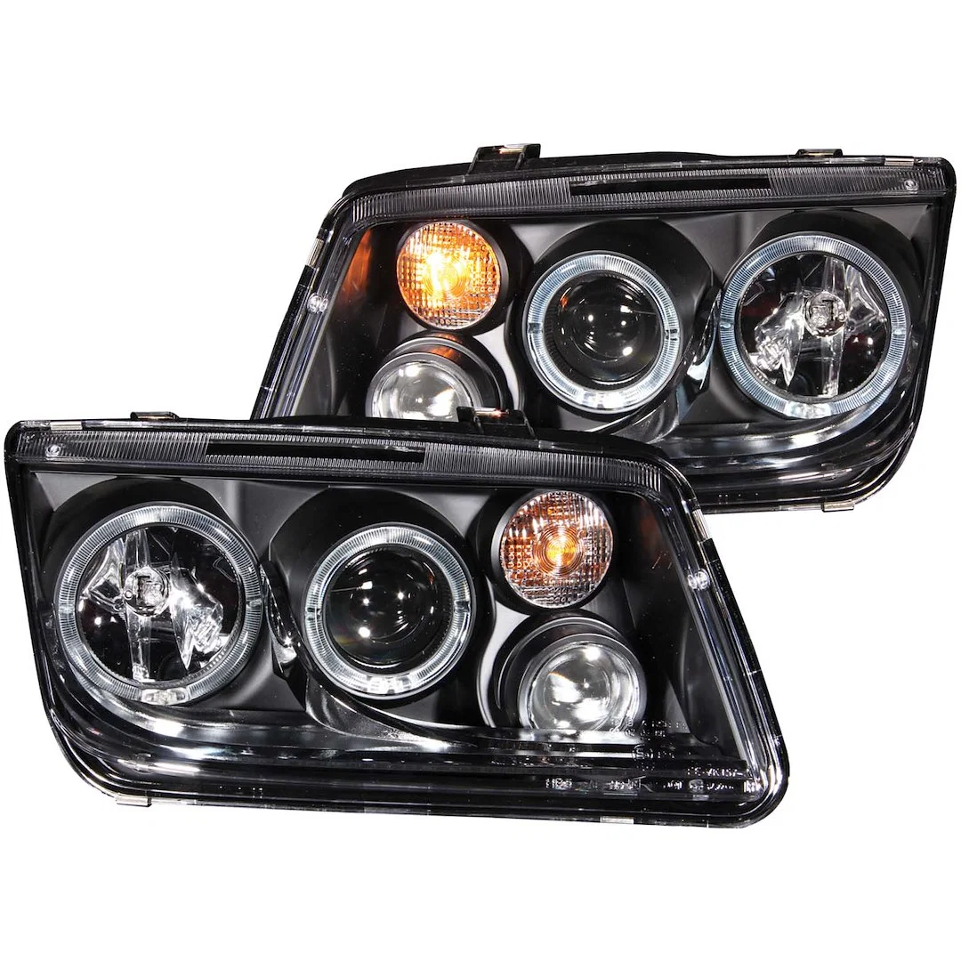 121369 – ANZO Headlight Assembly, Halogen Bulb Projector Beam With Halo H1/ H7 Halogen Bulb With LED Halo Clear Lens ...